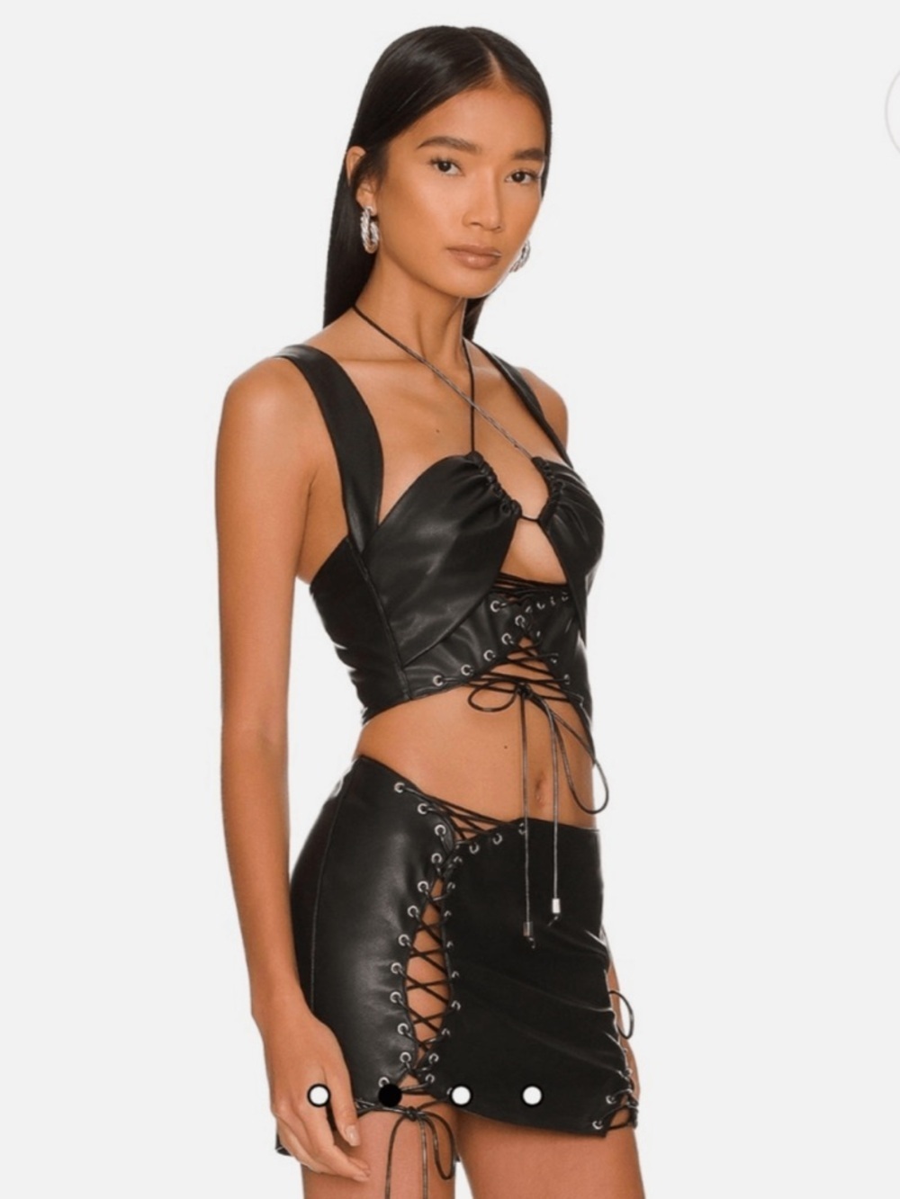 H:ours Women's Adriana Black
Crop-top Corset Size XL Faux Leather Festival EUC